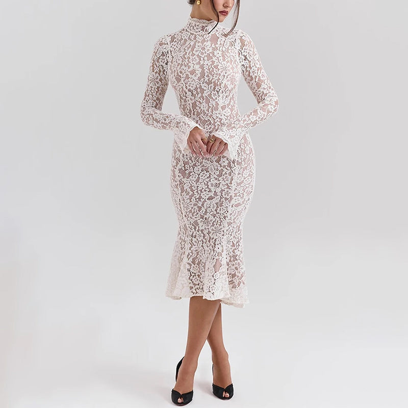 Sykes שמלת מידי תחרה מחטבת