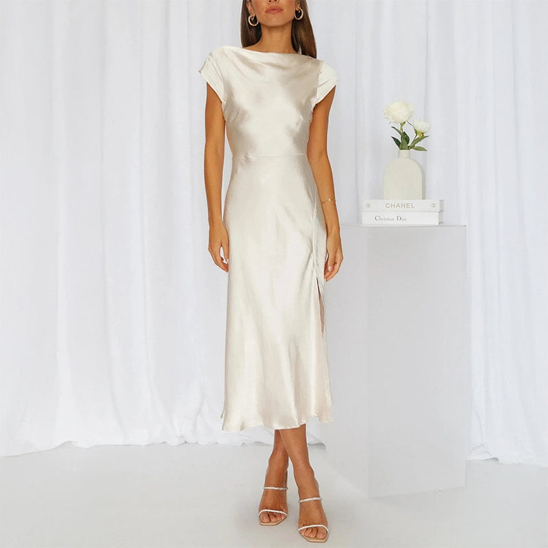 Pineda שמלת סאטן קייצית באורך מידי