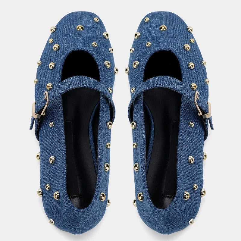 Denim flat shoes